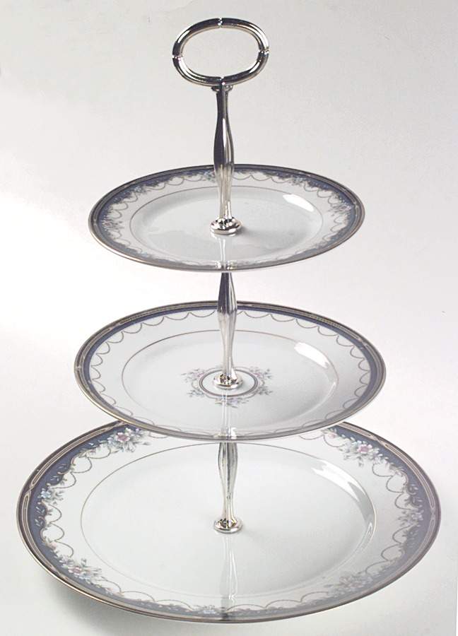 Golden Ribbon Edge 13 7/8"-14 1/4" 3-Tiered Serving Tray(DP,SP,BB) HC by Gorham-1