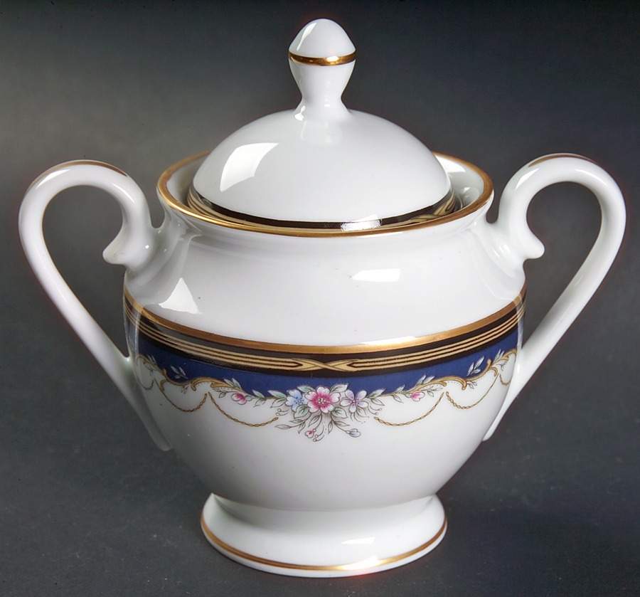 Golden Ribbon Edge Sugar Bowl & Lid by Gorham-1
