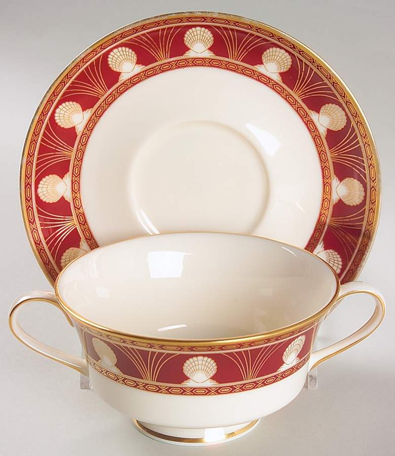 Halena Footed Cream Soup Bowl & Saucer Set by Gorham-1