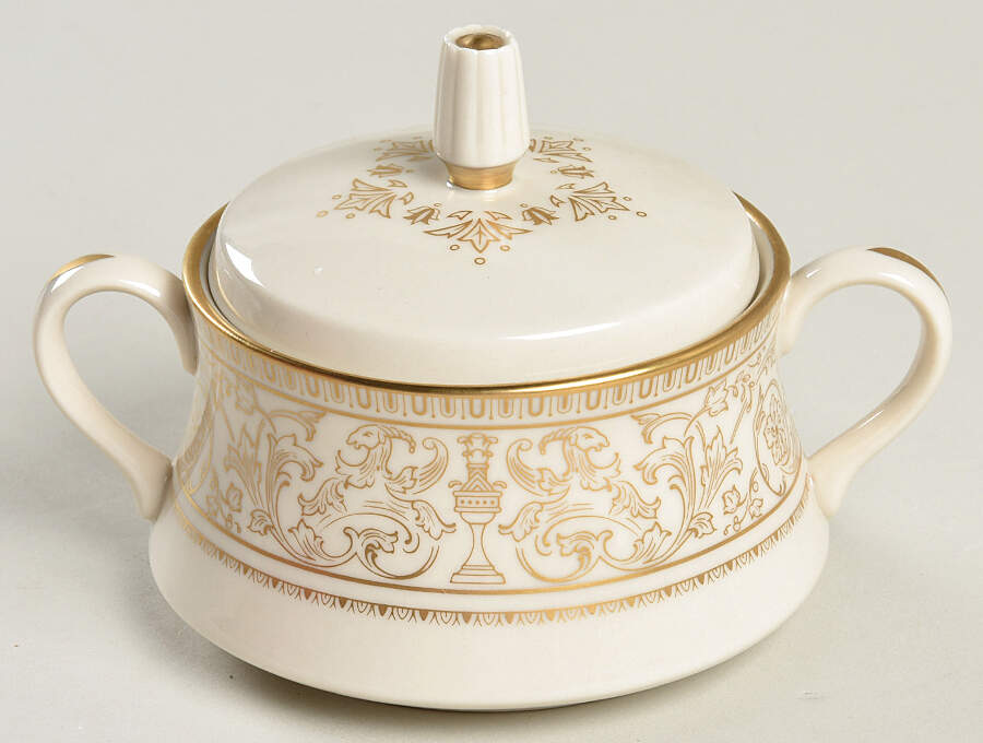 Lorenzo De Medici (Ivory with Gold) Sugar Bowl & Lid by Gorham-1