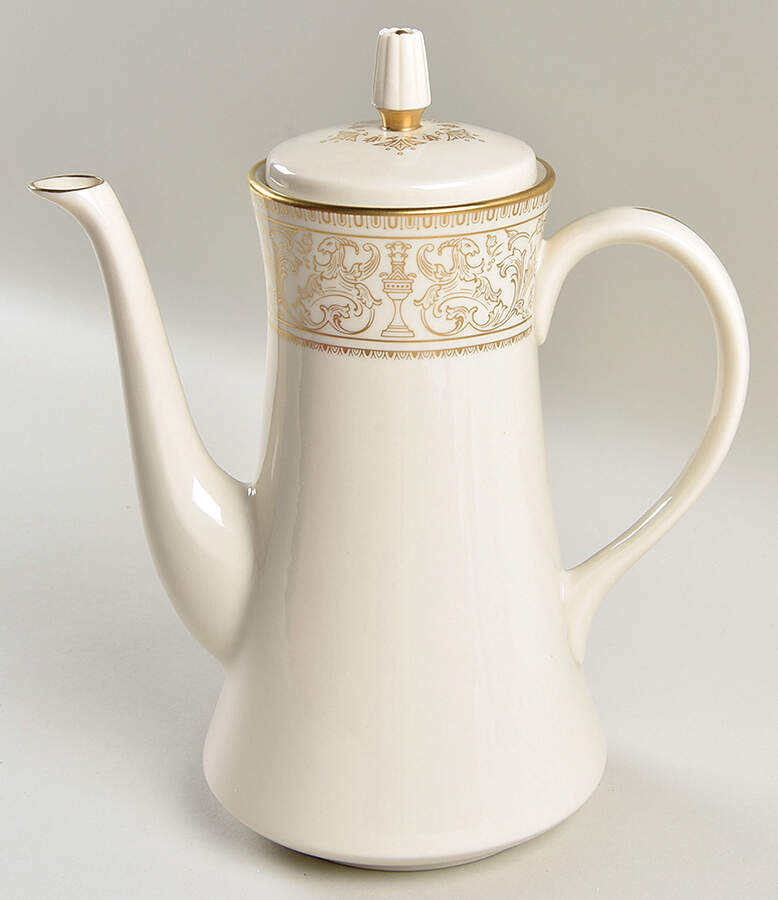 Lorenzo De Medici (Ivory with Gold) Coffee Pot & Lid by Gorham-1
