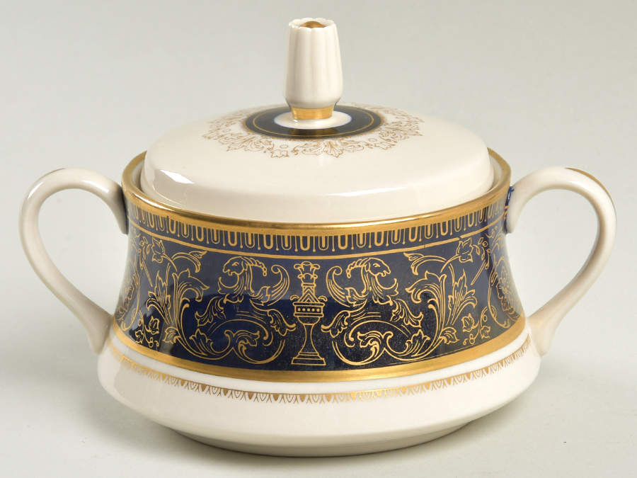 Lorenzo De Medici (Cobalt with Gold) Sugar Bowl & Lid by Gorham-1