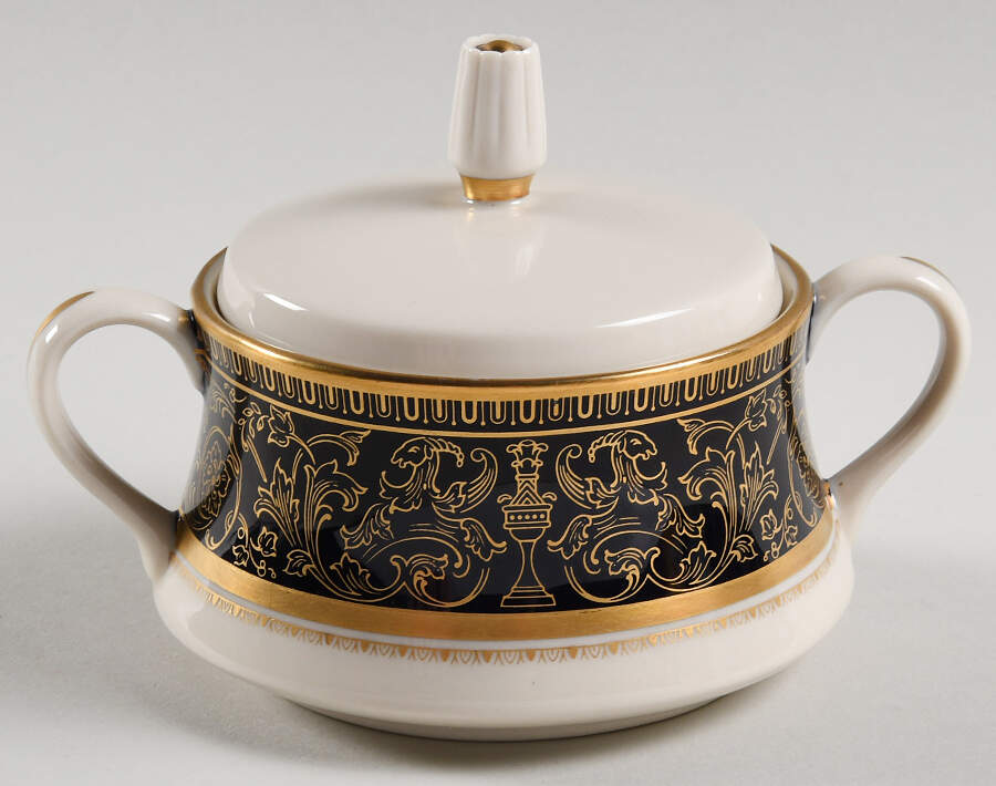 Lorenzo De Medici (Cobalt with Gold) Sugar Bowl & Lid by Gorham-1