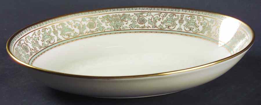 Lorenzo de Medici (Green-Blue with Gold) 9" Oval Vegetable Bowl by Gorham-1