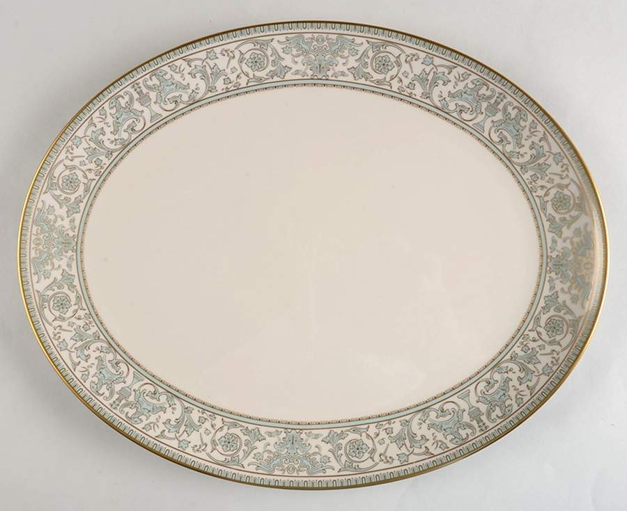 Lorenzo de Medici (Green-Blue with Gold) 15" Oval Serving Platter by Gorham-1
