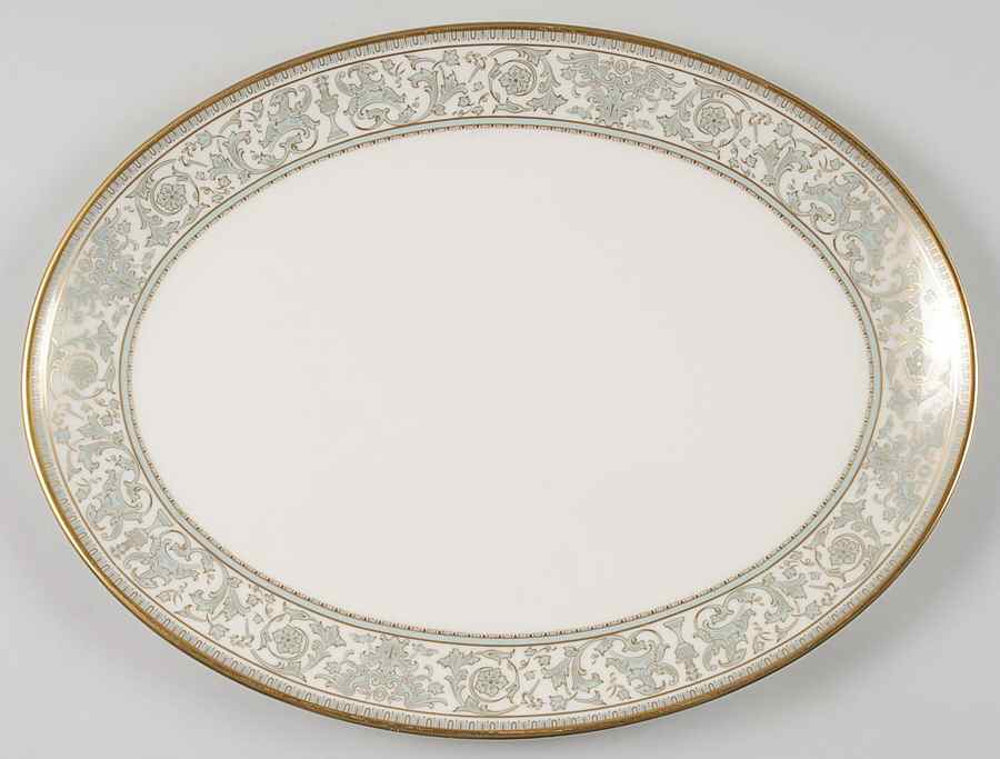 Lorenzo de Medici (Green-Blue with Gold) 13" Oval Serving Platter by Gorham-1