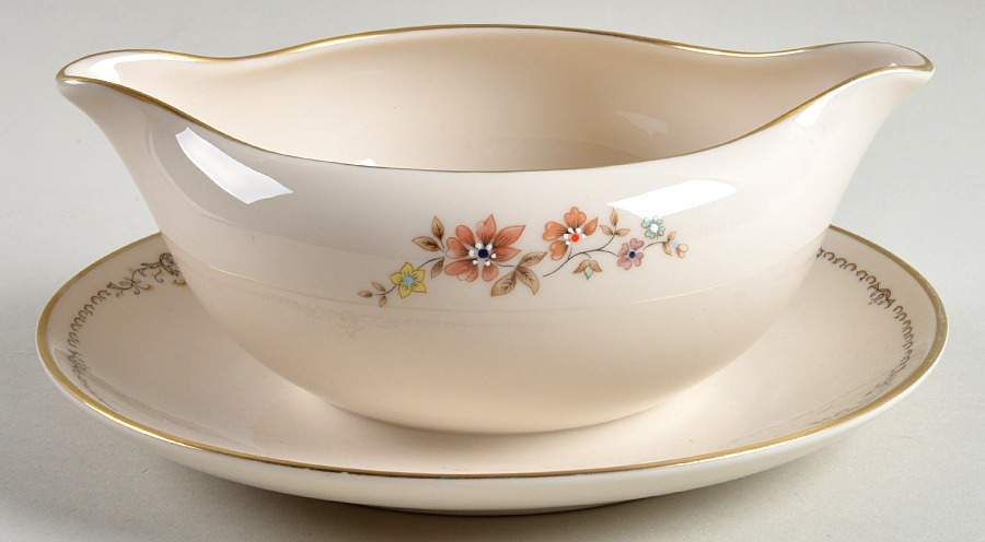 Long Meadow Gravy Boat with Attached Underplate by Gorham-1
