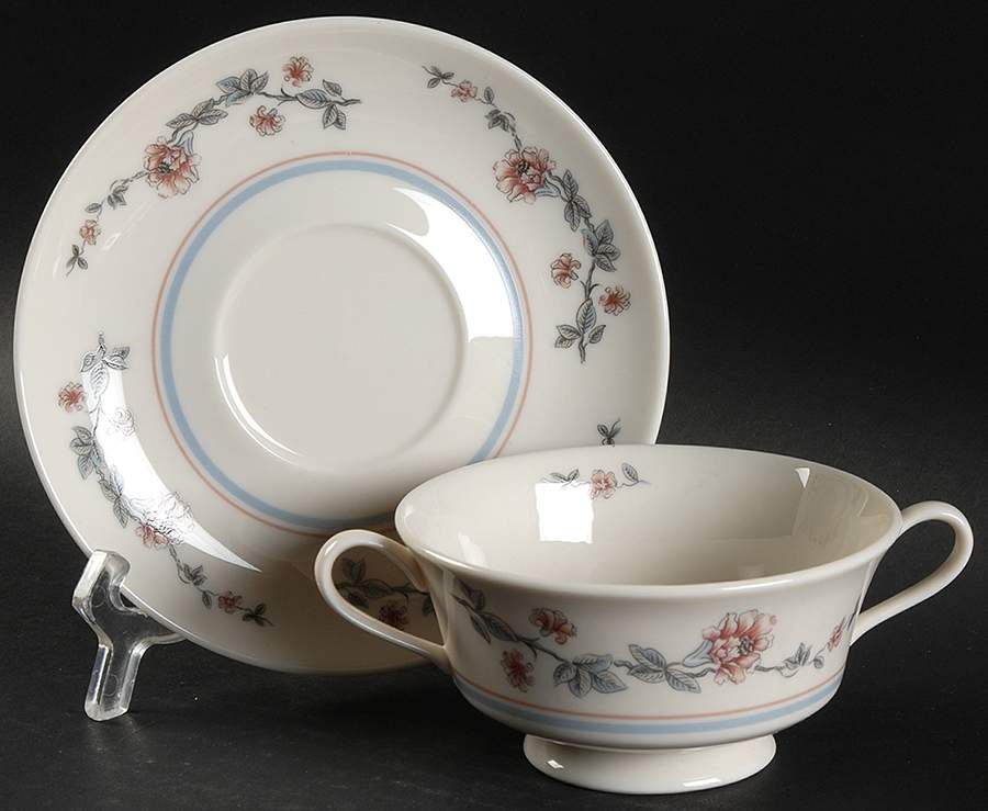 Longwood Footed Cream Soup Bowl & Saucer Set by Gorham-1