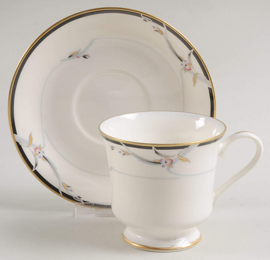 Manhattan Footed Cup & Saucer Set by Gorham-1