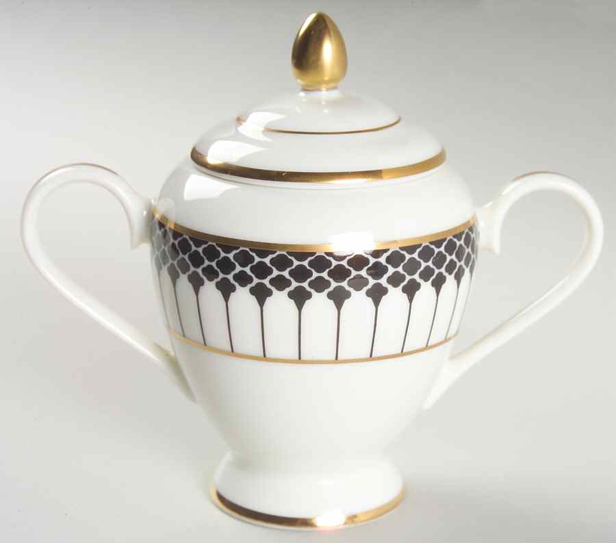 Marbury Black Sugar Bowl & Lid by Gorham-1
