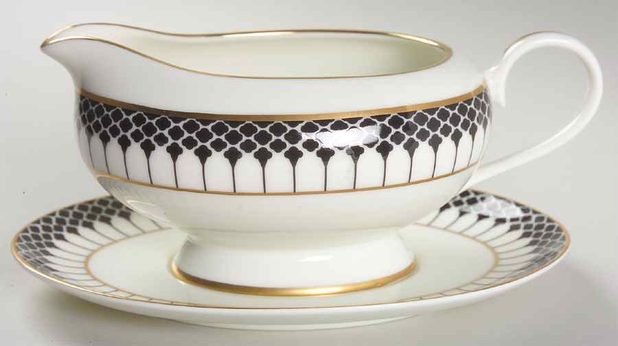 Marbury Black Gravy Boat & Underplate by Gorham-1