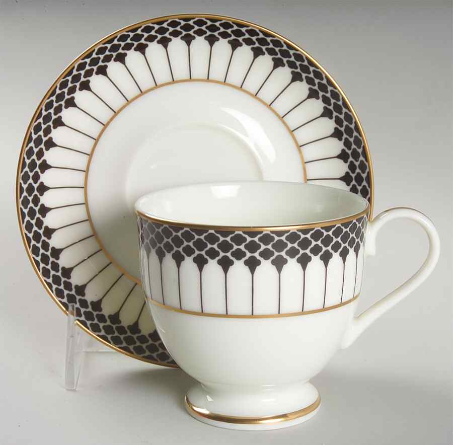 Marbury Black Footed Cup & Saucer Set by Gorham-1