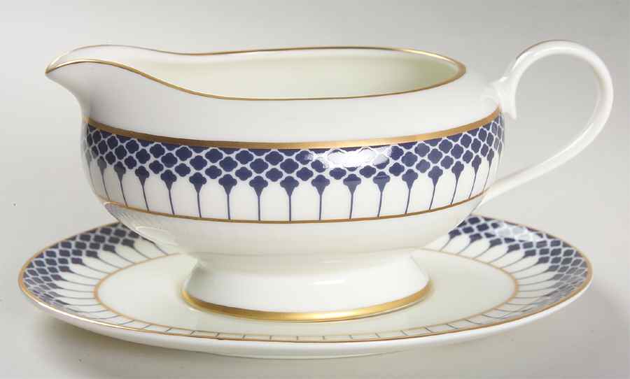 Marbury Cobalt Blue Gravy Boat & Underplate by Gorham-1