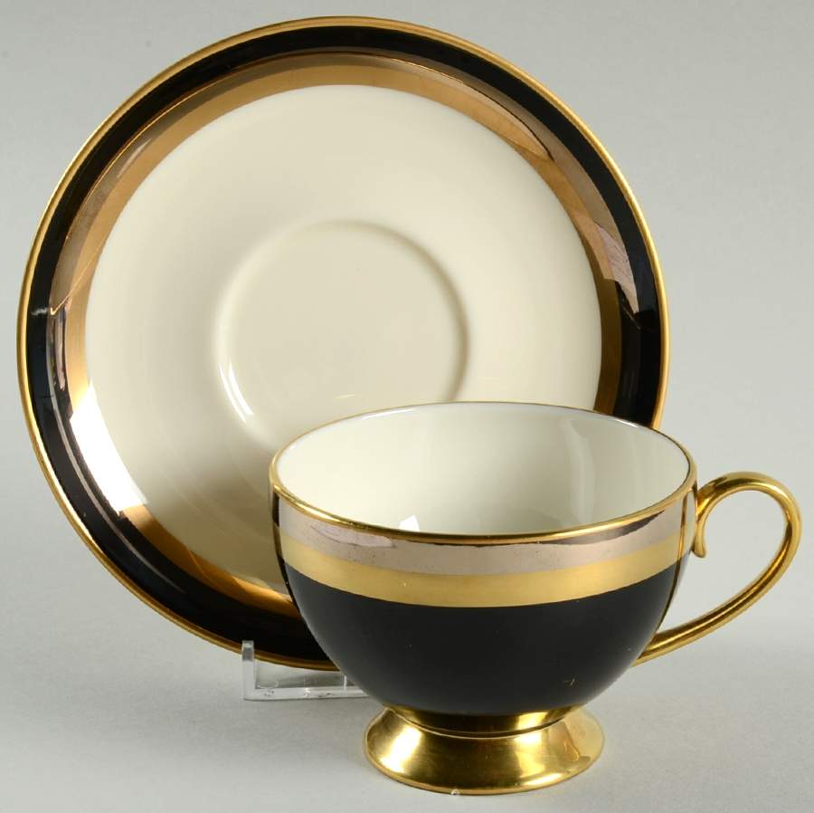 Midnight Contessa Footed Cup & Saucer Set by Gorham-1