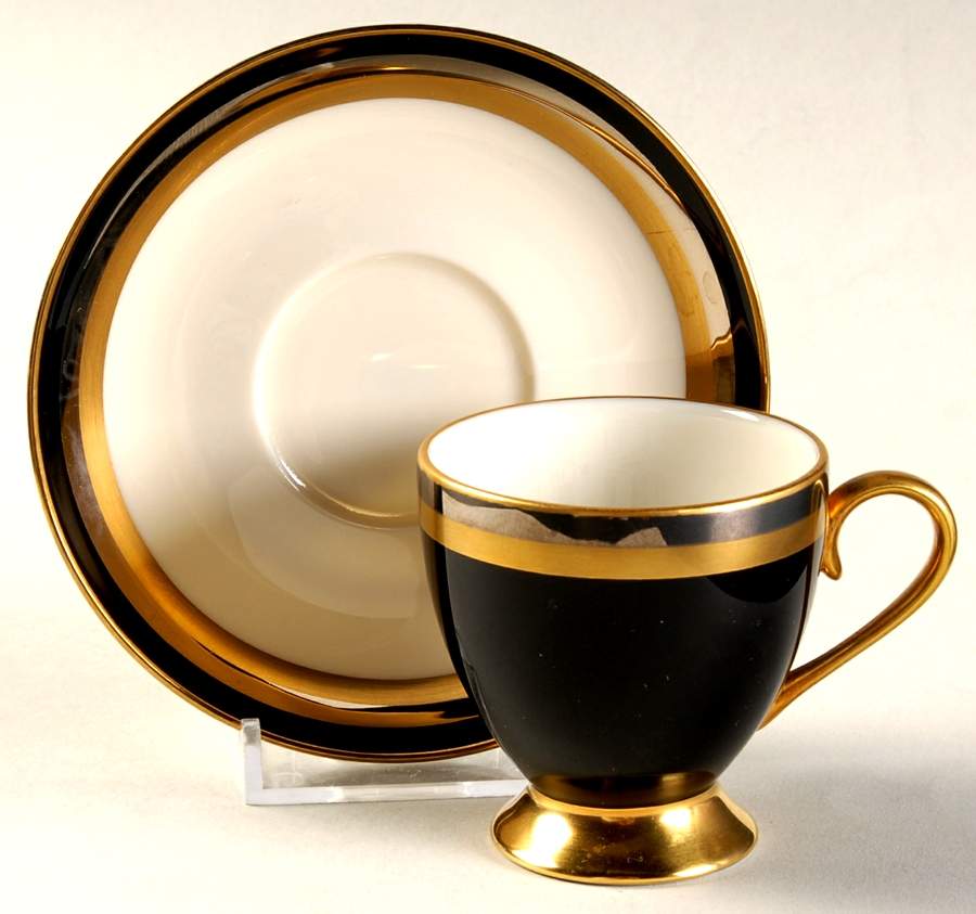 Midnight Contessa Footed Demitasse Cup & Saucer Set by Gorham-1