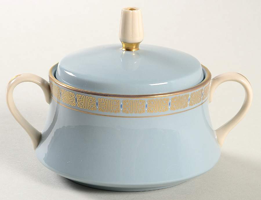 Ming Sky Blue Sugar Bowl & Lid by Gorham-1