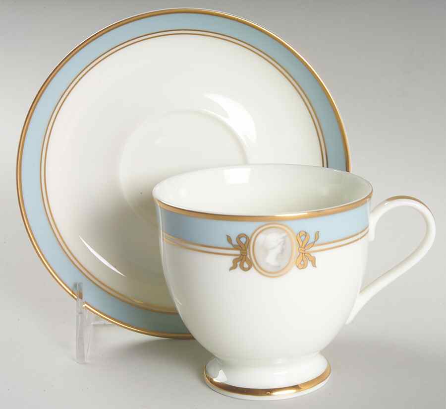 Pavia Blue Footed Cup & Saucer Set by Gorham-1