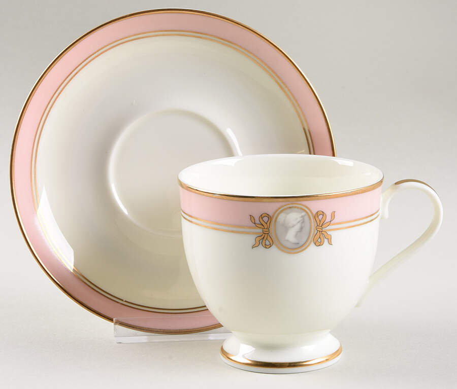 Pavia Pink Footed Cup & Saucer Set by Gorham-1