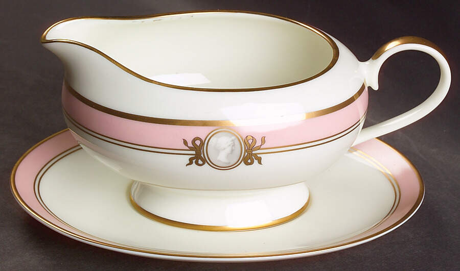 Pavia Pink Gravy Boat & Underplate by Gorham-1