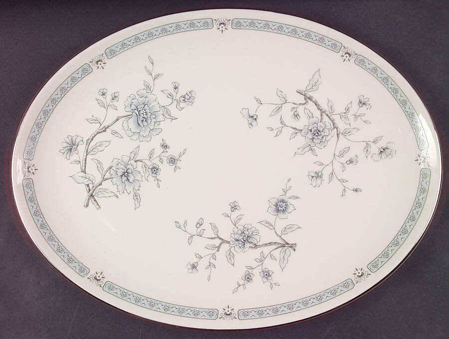 Peonies 14" Oval Serving Platter by Gorham-1