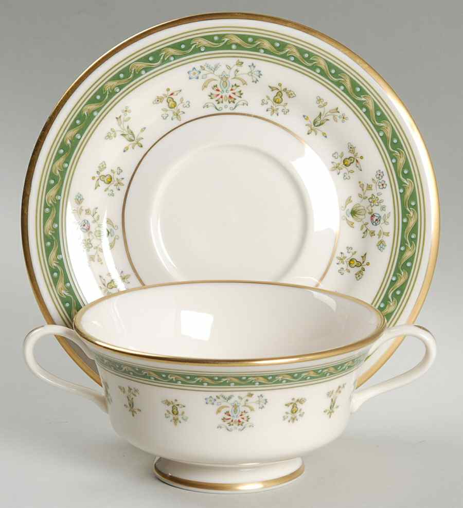 Printemps Footed Cream Soup Bowl & Saucer Set by Gorham-1