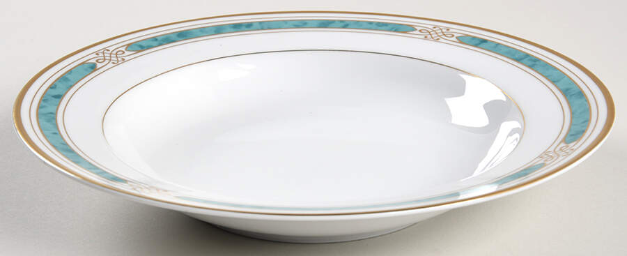 Regalia Court Teal Rim Soup Bowl by Gorham-1