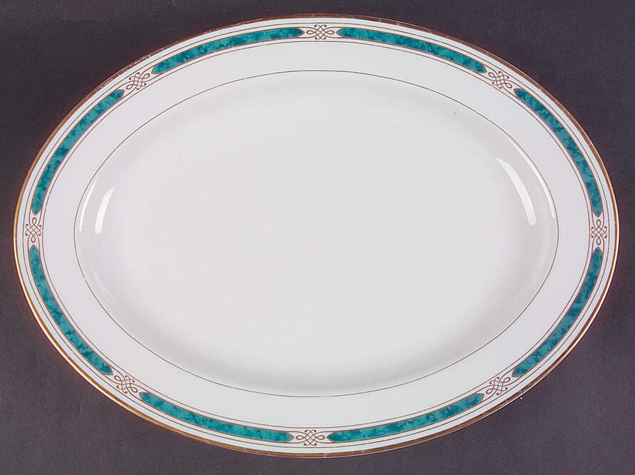 Regalia Court Teal 14" Oval Serving Platter by Gorham-1