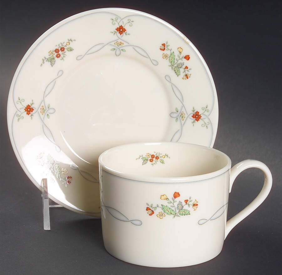 Ribbon Edge Flat Cup & Saucer Set by Gorham-1