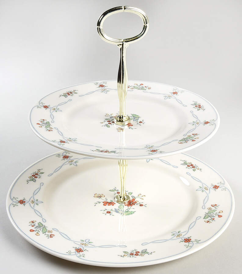 Ribbon Edge 6 5/8"-10"  2 Tiered Serving Tray (Dp, Sp) HC by Gorham-1