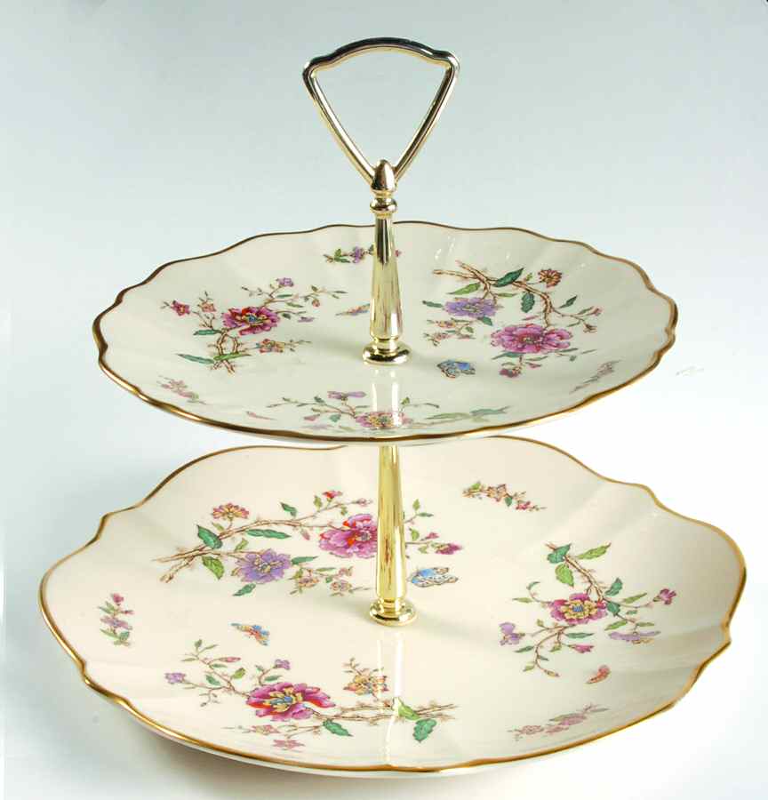 Secret Garden 2 Tiered Serving Tray (Dinner & Salad Plate) by Gorham-1