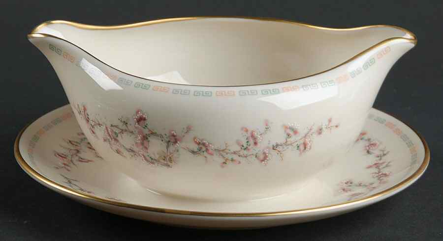 Spring Meadow Gravy Boat with Attached Underplate by Gorham-1