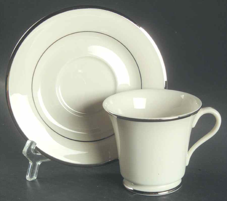 Theme (Narrow Platinum Rim) Footed Cup & Saucer Set by Gorham-1