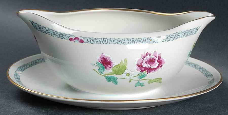 Town Garden Gravy Boat with Attached Underplate by Gorham-1