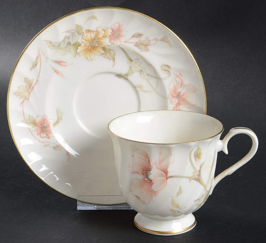 Trellis Footed Cup & Saucer Set by Gorham-1