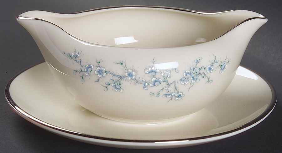 Winter Blossom Gravy Boat with Attached Underplate by Gorham-1