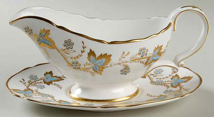 Cambridge (Blue & Gold) Gravy Boat & Underplate by Grosvenor-1
