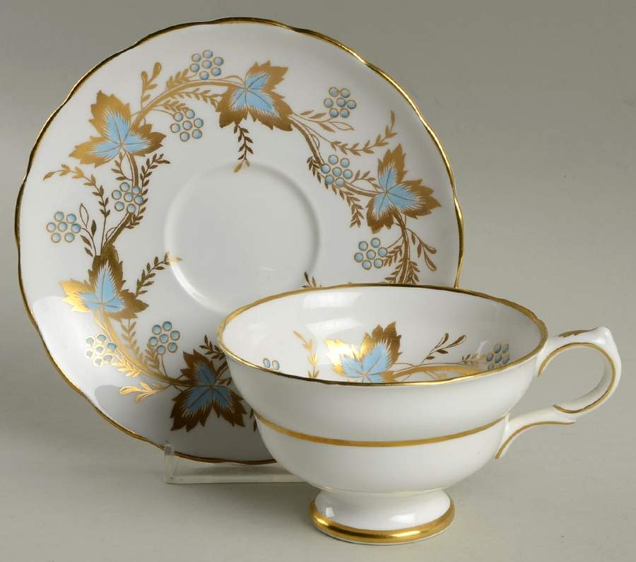 Cambridge (Blue & Gold) Footed Cup & Saucer Set by Grosvenor-1
