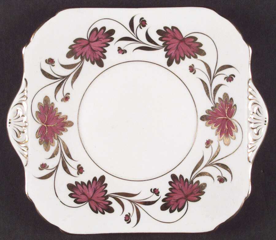Culross Red Square Handled Cake Plate by Grosvenor-1