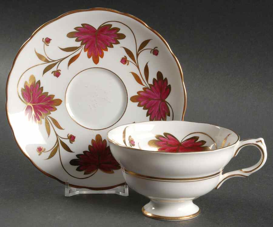 Culross Red Footed Cup & Saucer Set by Grosvenor-1