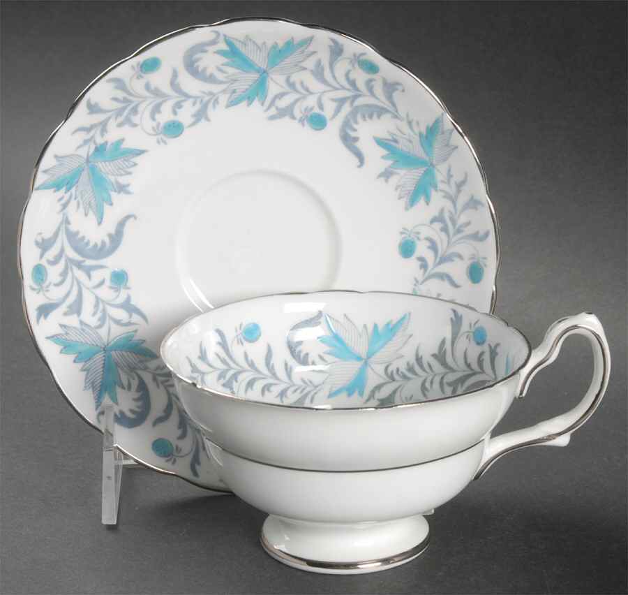 Debutante (Platinum Trim) Footed Cup & Saucer Set by Grosvenor-1