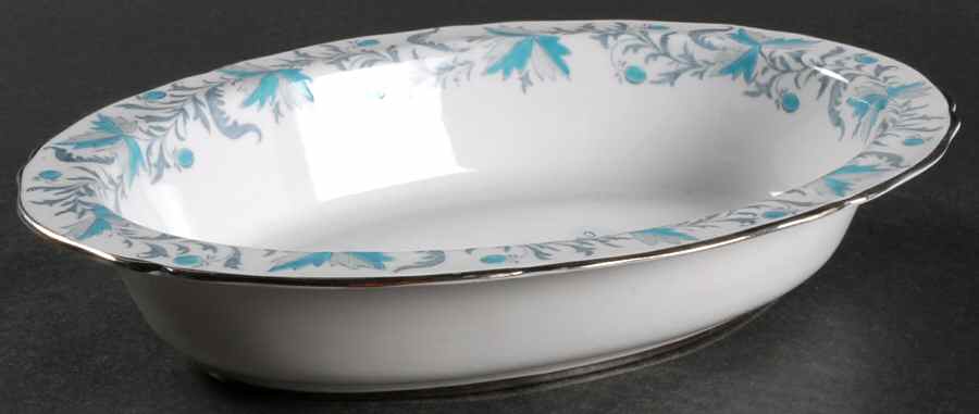Debutante (Platinum Trim) 10" Oval Vegetable Bowl by Grosvenor-1