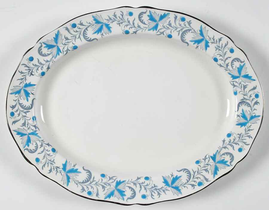 Debutante (Platinum Trim) 12" Oval Serving Platter by Grosvenor-1