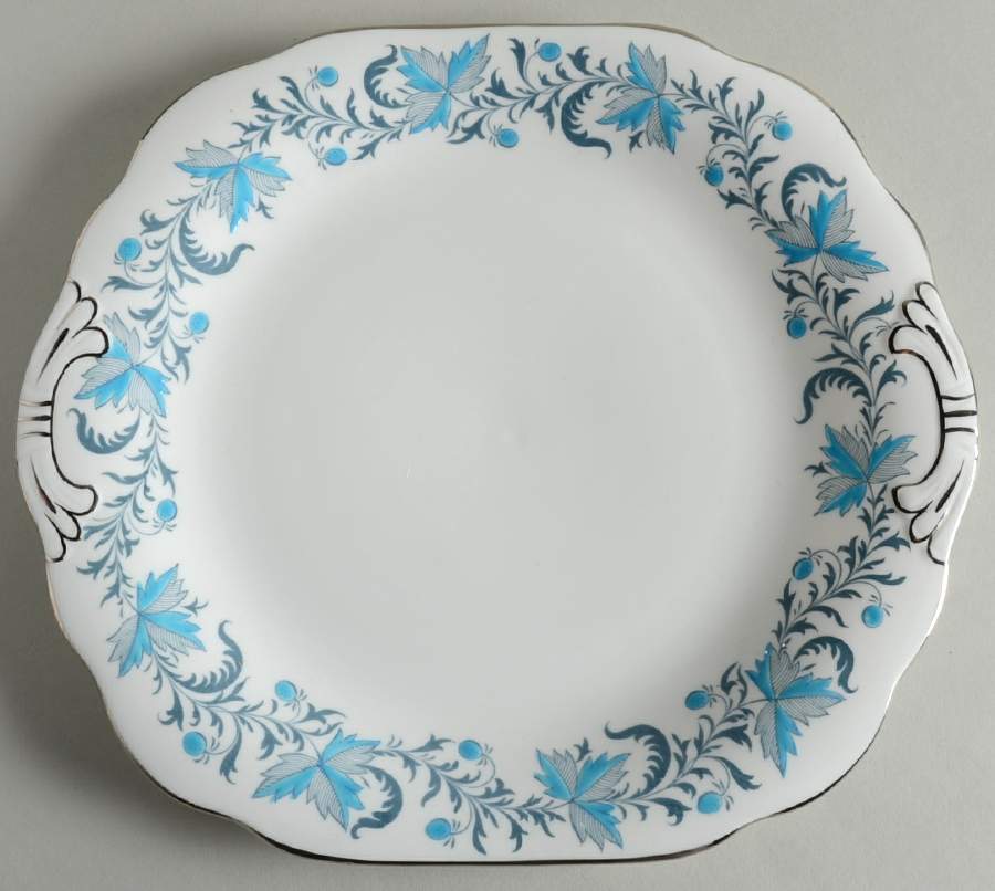 Debutante (Platinum Trim) Square Handled Cake Plate by Grosvenor-1