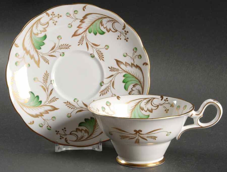 Emerald Footed Cup & Saucer Set by Grosvenor-1