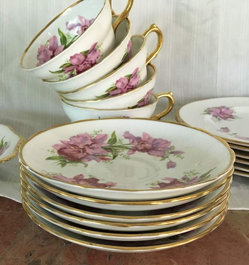 Orchid Footed Cup & Saucer Set by Grosvenor-1