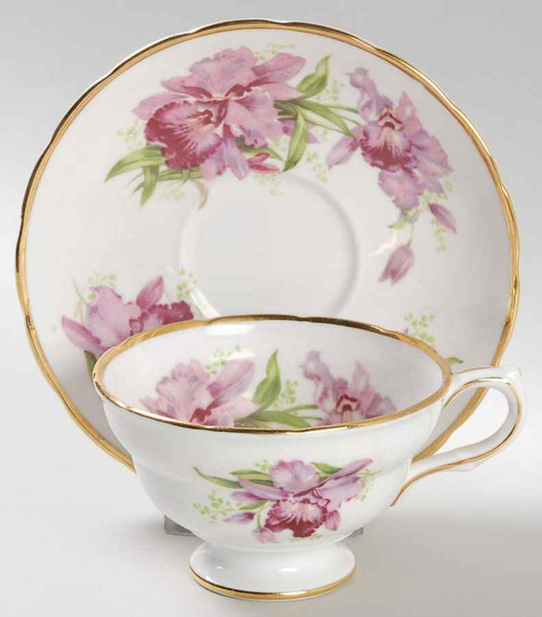 Orchid Footed Cup & Saucer Set by Grosvenor-1
