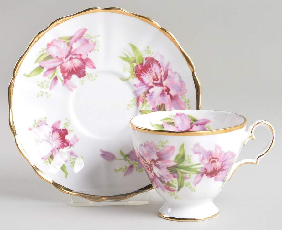 Orchid Footed Cup & Saucer Set by Grosvenor-1