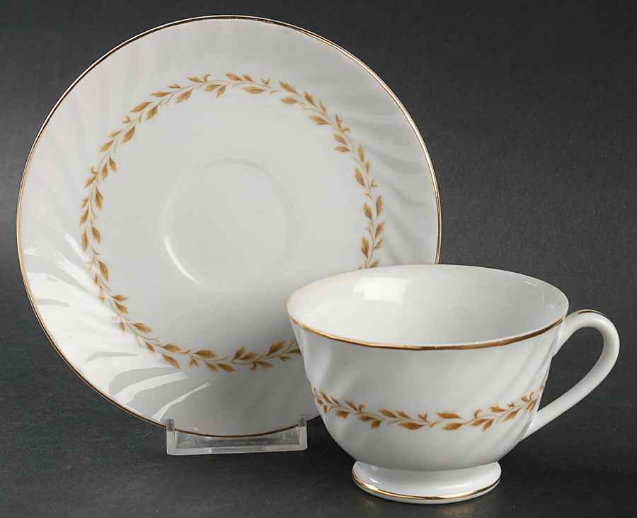 Golden Swirl Footed Cup & Saucer Set by Grantcrest-1