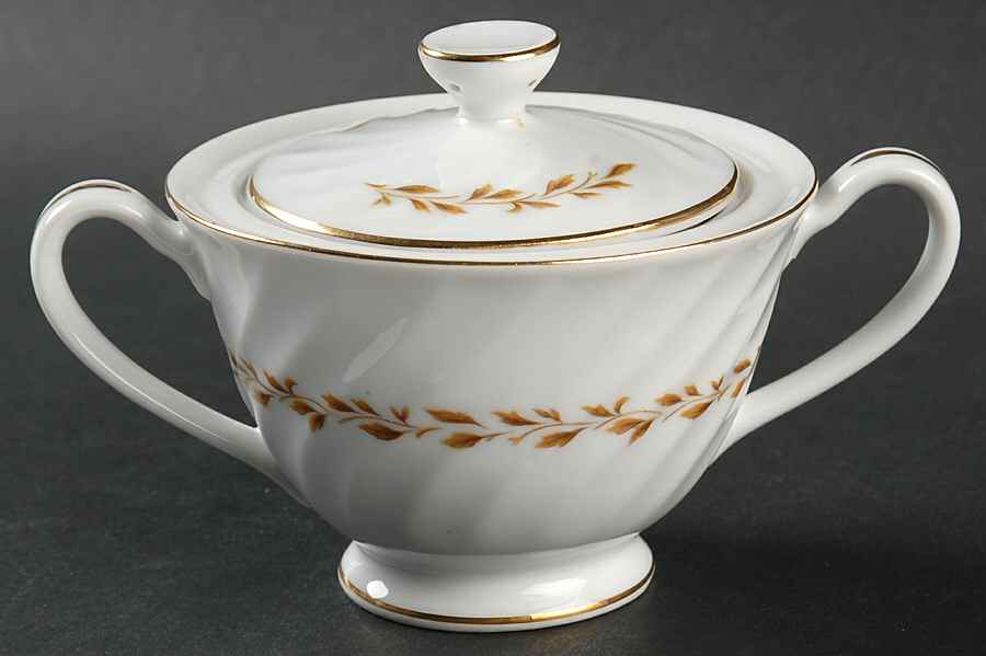Golden Swirl Sugar Bowl & Lid by Grantcrest-1