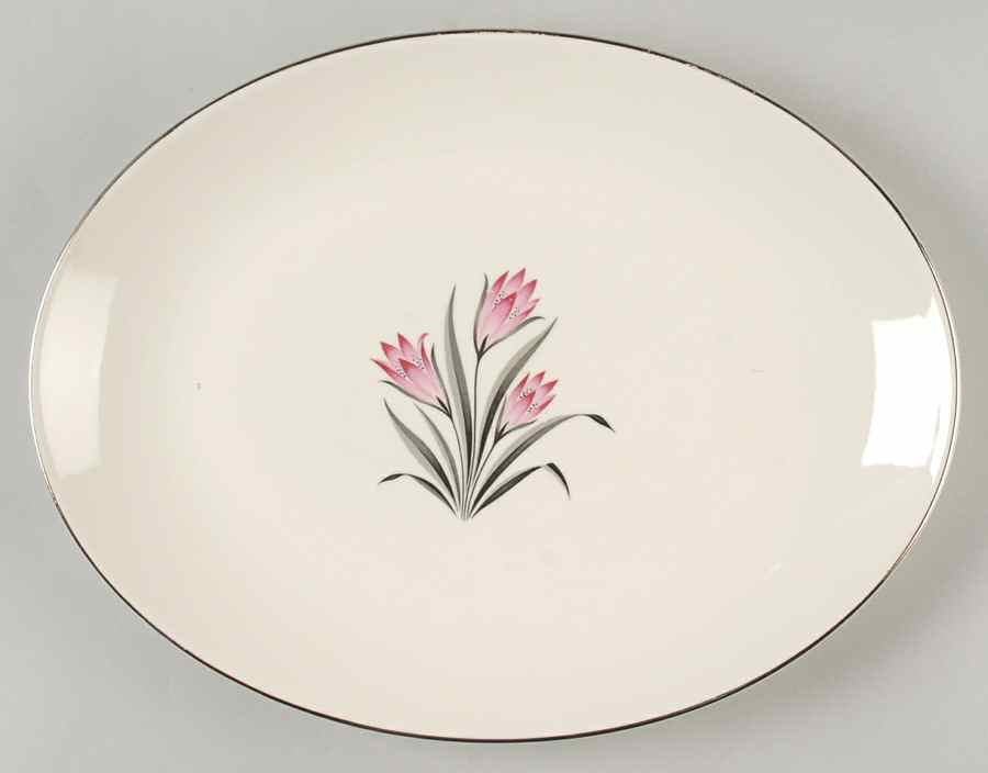 Pink Crocus 11" Oval Serving Platter by Grantcrest-1